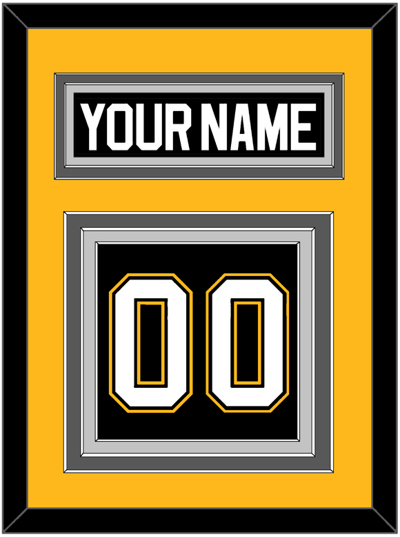 Pittsburgh Nameplate & Number (Back) - Road/Alternate Black (1995-2002) - Triple Mat 4