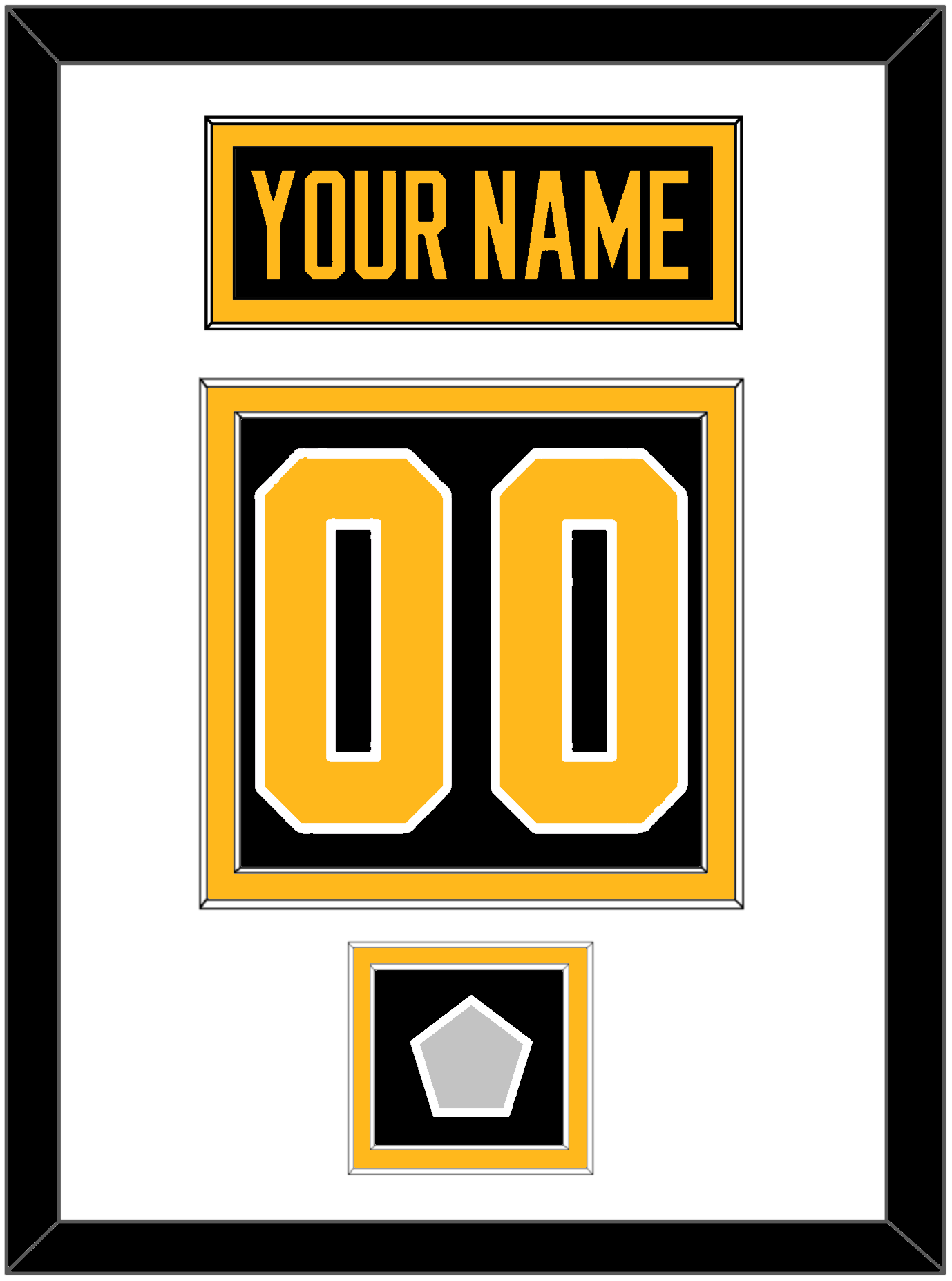Pittsburgh Nameplate, Number (Back) & Stanley Cup Champions Patch - Home Black - Signature Tier 1
