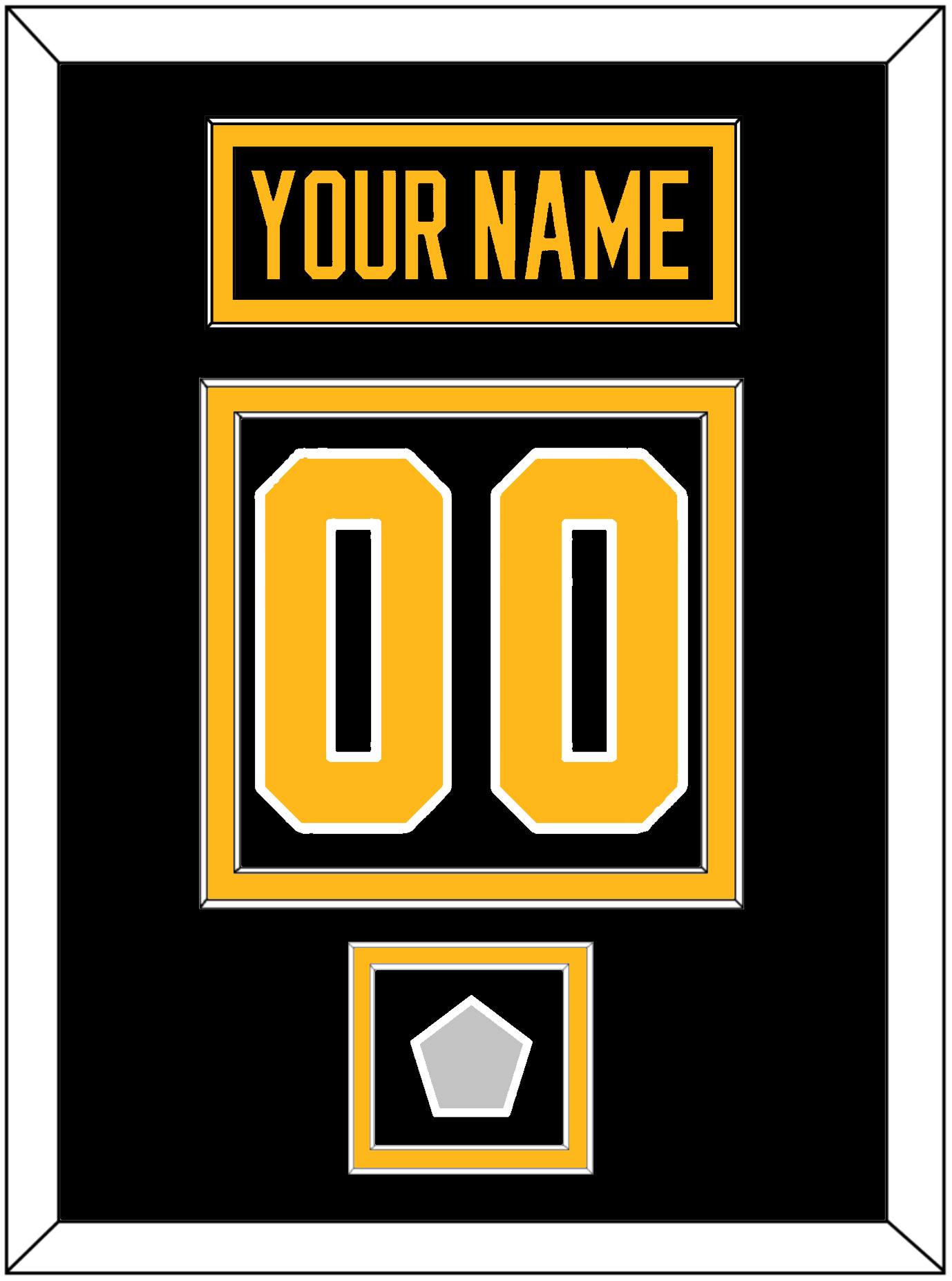 Pittsburgh Nameplate, Number (Back) & Stanley Cup Finals Patch - Road Black (1988-1992) - Signature Tier 2