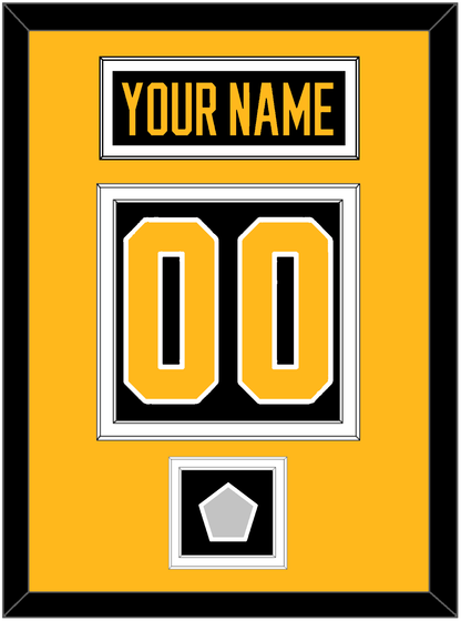 Pittsburgh Nameplate, Number (Back) & Stanley Cup Champions Patch - Road Black (1988-1992) - Signature Tier 3