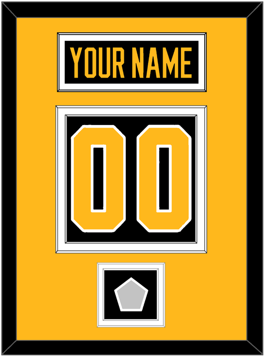 Pittsburgh Nameplate, Number (Back) & Stanley Cup Champions Patch - Home Black - Signature Tier 3