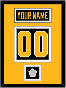 Pittsburgh Nameplate, Number (Back) & Stanley Cup Champions Patch - Home Black - Double Mat 3