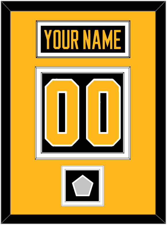 Pittsburgh Nameplate, Number (Back) & Stanley Cup Champions Patch - Home Black - Double Mat 3