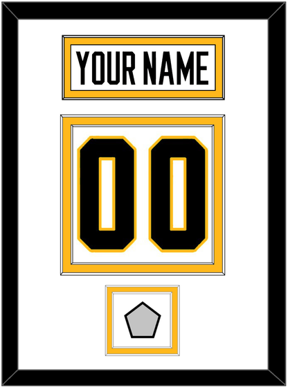 Pittsburgh Nameplate, Number (Back) & Stanley Cup Champions Patch - Home White (1988-1992) - Signature Tier 1