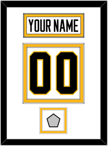 Pittsburgh Nameplate, Number (Back) & Stanley Cup Champions Patch - Home White (1988-1992) - Double Mat 1