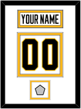 Pittsburgh Nameplate, Number (Back) & Stanley Cup Champions Patch - Home White (1988-1992) - Double Mat 1