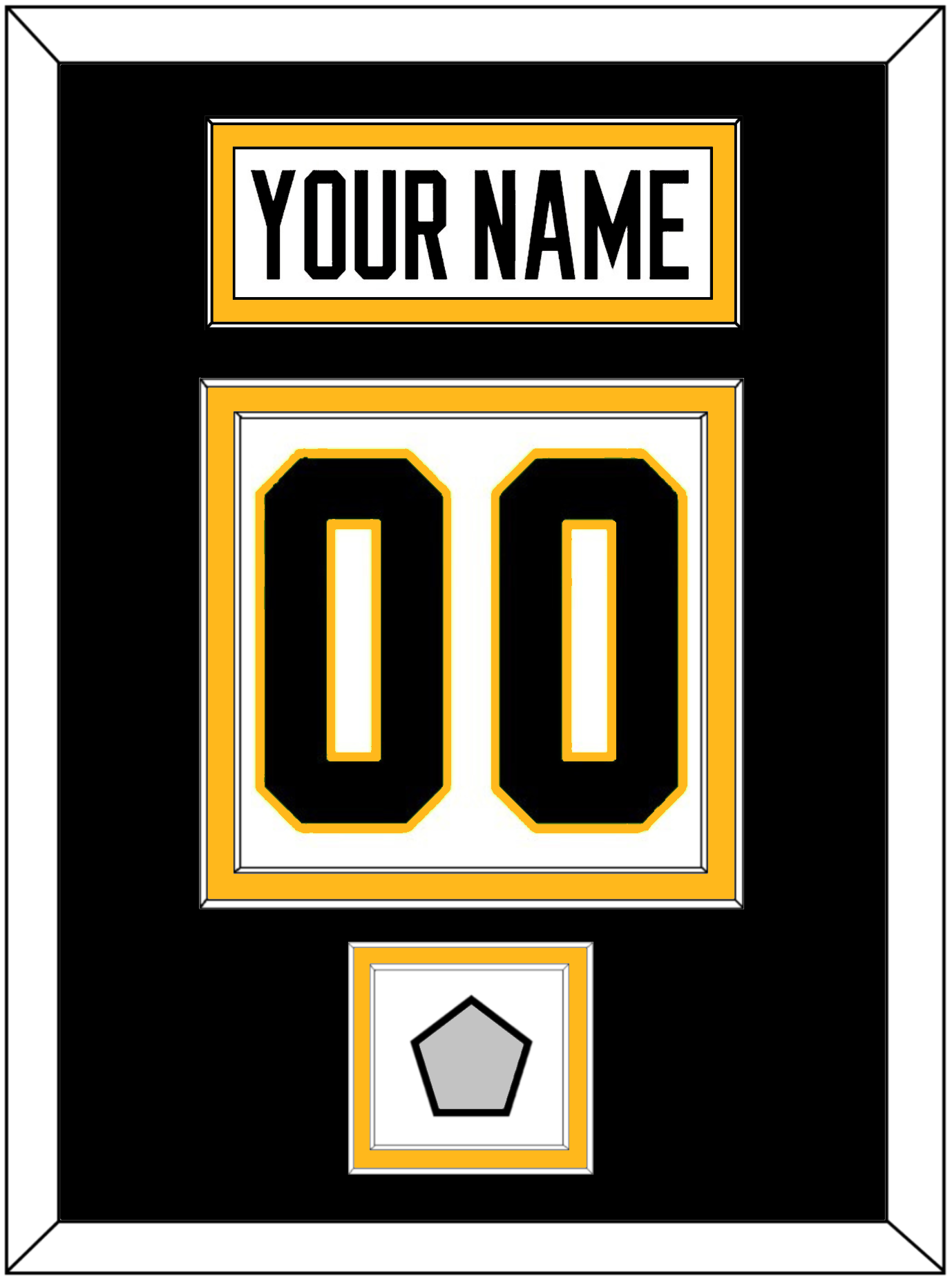 Pittsburgh Nameplate, Number (Back) & Stanley Cup Champions Patch - Road White - Signature Tier 3