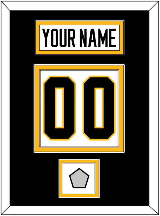 Pittsburgh Nameplate, Number (Back) & Stanley Cup Champions Patch - Home White (1988-1992) - Signature Tier 3