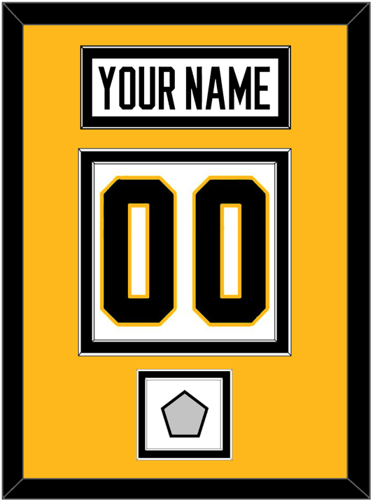 Pittsburgh Nameplate, Number (Back) & Stanley Cup Champions Patch - Home White (1988-1992) - Signature Tier 4