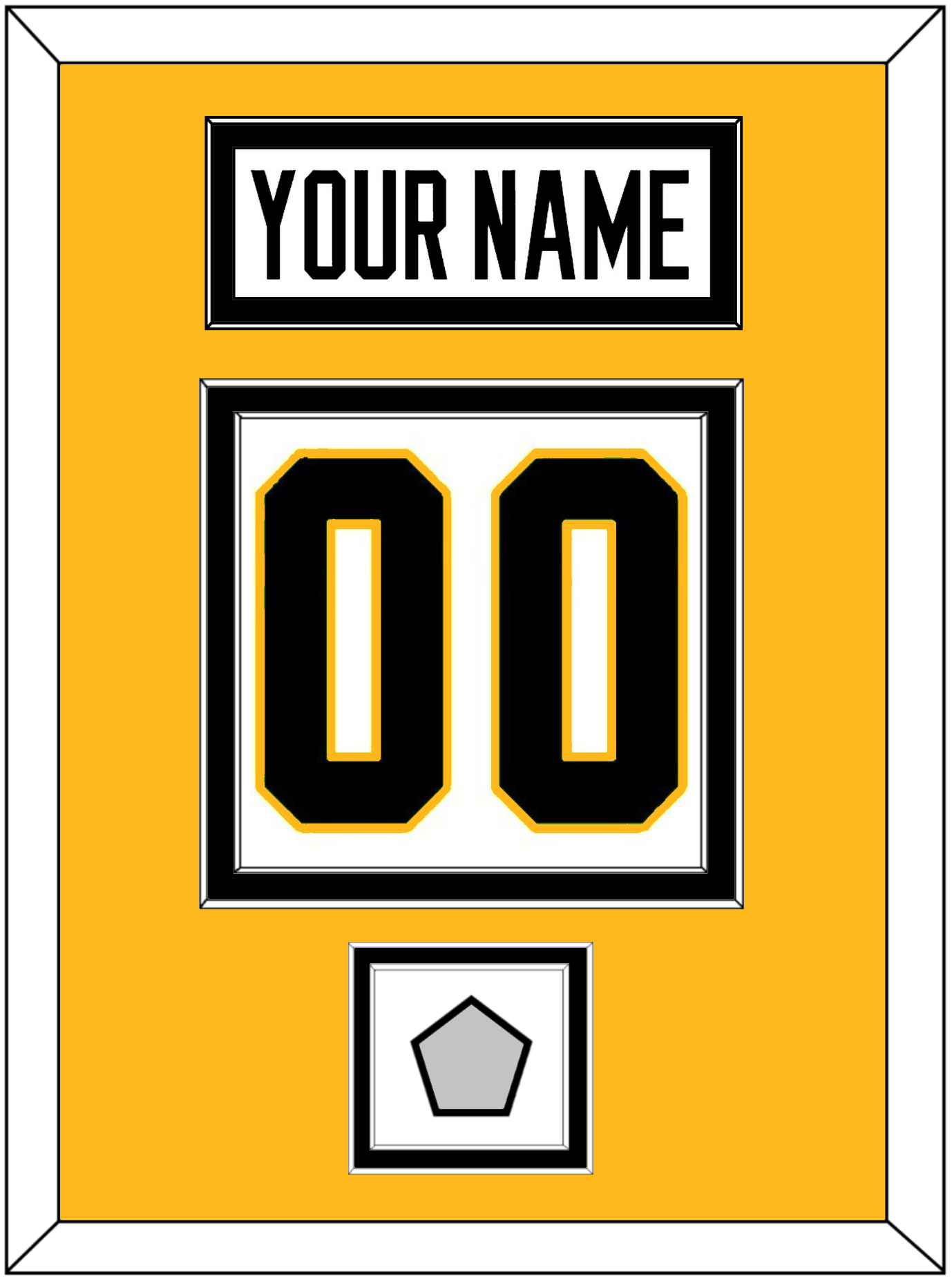 Pittsburgh Nameplate, Number (Back) & Stanley Cup Champions Patch - Home White (1988-1992) - Signature Tier 4