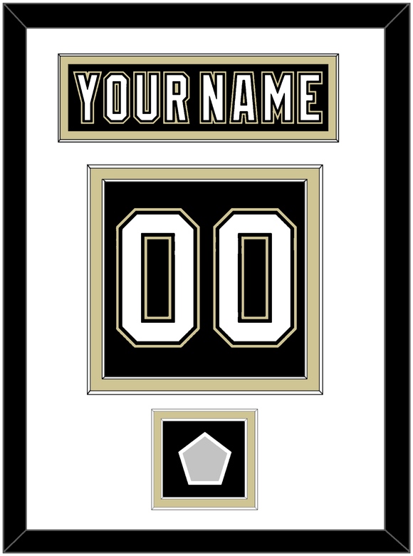 Pittsburgh Nameplate, Number (Back) & Stanley Cup Champions Patch - Home Black (2007-2016) - Double Mat 1