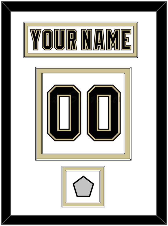 Pittsburgh Nameplate, Number (Back) & Stanley Cup Champions Patch - Road White (2007-2016) - Double Mat 1