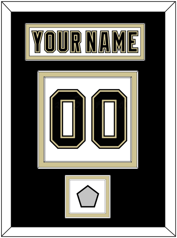 Pittsburgh Nameplate, Number (Back) & Stanley Cup Champions Patch - Road White (2007-2016) - Double Mat 2