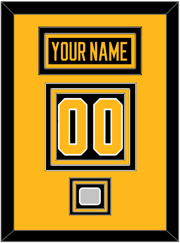 Pittsburgh Nameplate, Number (Back) & Stanley Cup Champions Patch - Home Black - Triple Mat 3