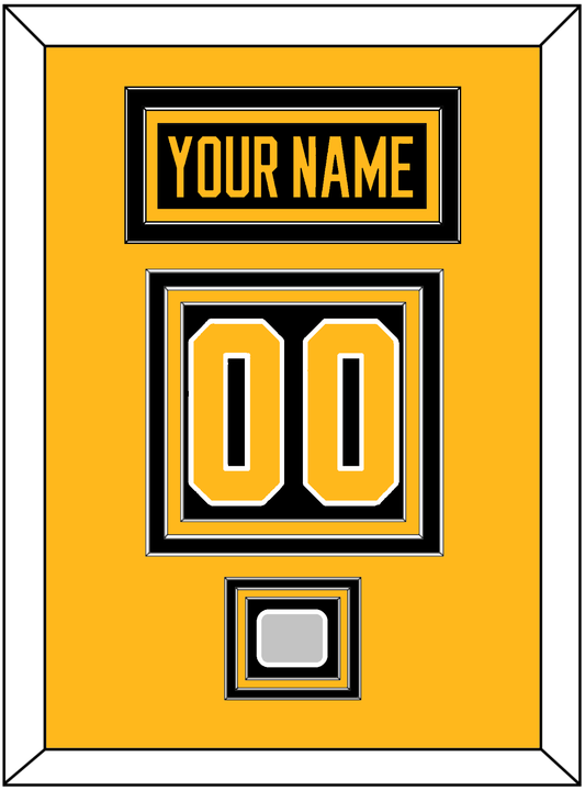 Pittsburgh Nameplate, Number (Back) & Stanley Cup Champions Patch - Road Black (1988-1992) - Premier Tier 3