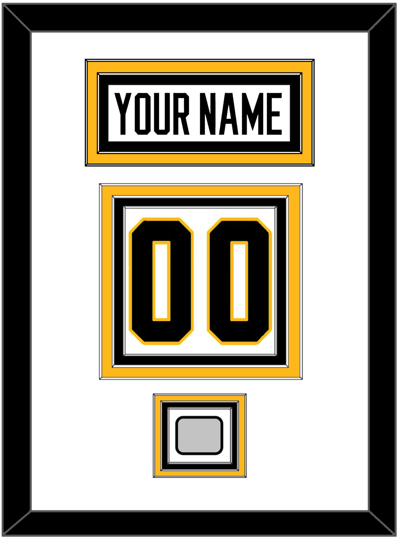 Pittsburgh Nameplate, Number (Back) & Stanley Cup Champions Patch - Home White (1988-1992) - Premier Tier 1