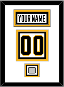 Pittsburgh Nameplate, Number (Back) & Stanley Cup Champions Patch - Road White - Triple Mat 1