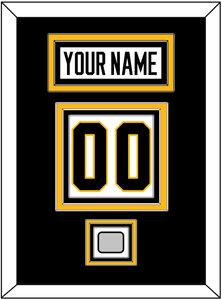 Pittsburgh Nameplate, Number (Back) & Stanley Cup Champions Patch - Road White - Triple Mat 2