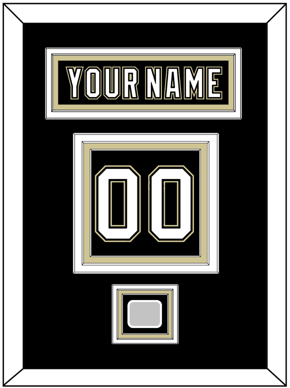 Pittsburgh Nameplate, Number (Back) & Stanley Cup Champions Patch - Home Black (2007-2016) - Triple Mat 2