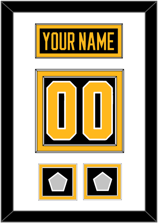 Pittsburgh Nameplate & Number (Back) With 2 Stanley Cup Champions Patches - Road Black (1988-1992) - Signature Tier 1