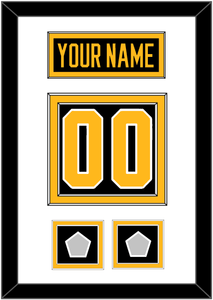 Pittsburgh Nameplate & Number (Back) With 2 Stanley Cup Finals Patches - Home Black - Double Mat 1