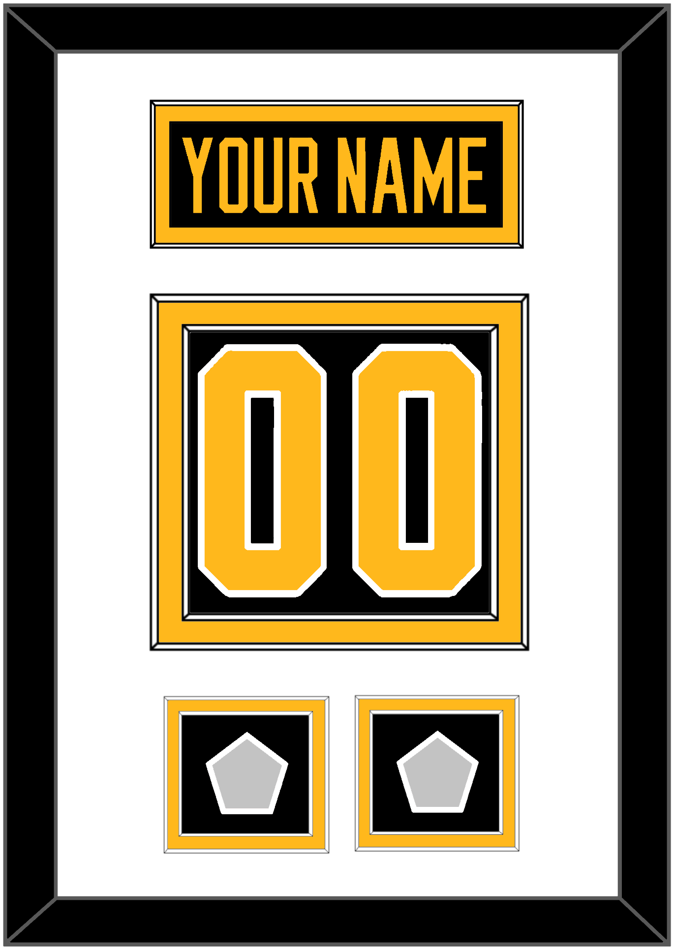Pittsburgh Nameplate & Number (Back) With 2 Stanley Cup Champions Patches - Home Black - Signature Tier 1