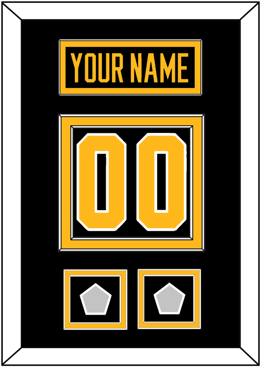 Pittsburgh Nameplate & Number (Back) With 2 Stanley Cup Champions Patches - Road Black (1988-1992) - Signature Tier 2