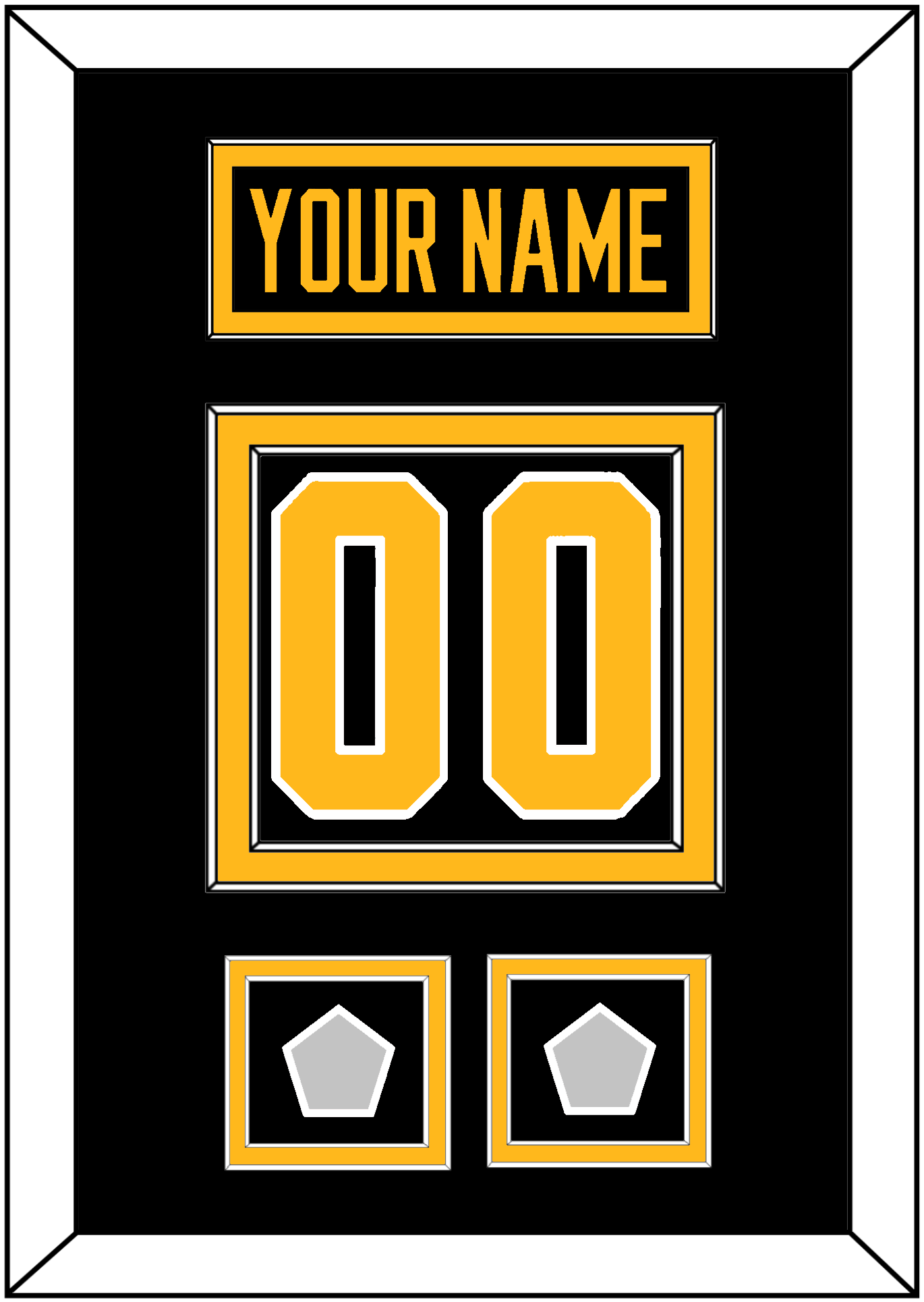 Pittsburgh Nameplate & Number (Back) With 2 Stanley Cup Champions Patches - Home Black - Signature Tier 2