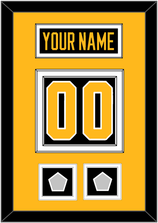 Pittsburgh Nameplate & Number (Back) With 2 Stanley Cup Champions Patches - Road Black (1988-1992) - Signature Tier 3