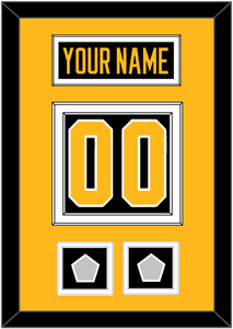 Pittsburgh Nameplate & Number (Back) With 2 Stanley Cup Finals Patches - Road Black (1988-1992) - Double Mat 3