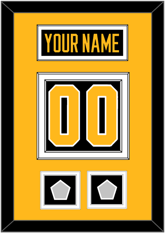 Pittsburgh Nameplate & Number (Back) With 2 Stanley Cup Finals Patches - Home Black - Double Mat 3