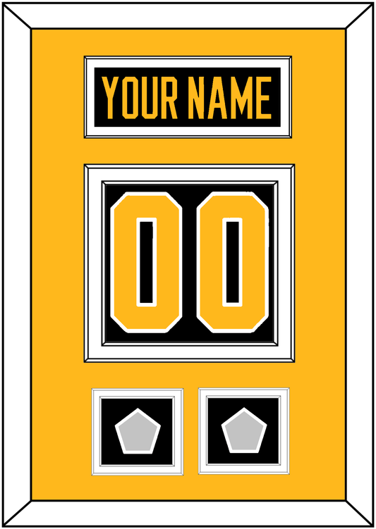 Pittsburgh Nameplate & Number (Back) With 2 Stanley Cup Champions Patches - Road Black (1988-1992) - Signature Tier 3