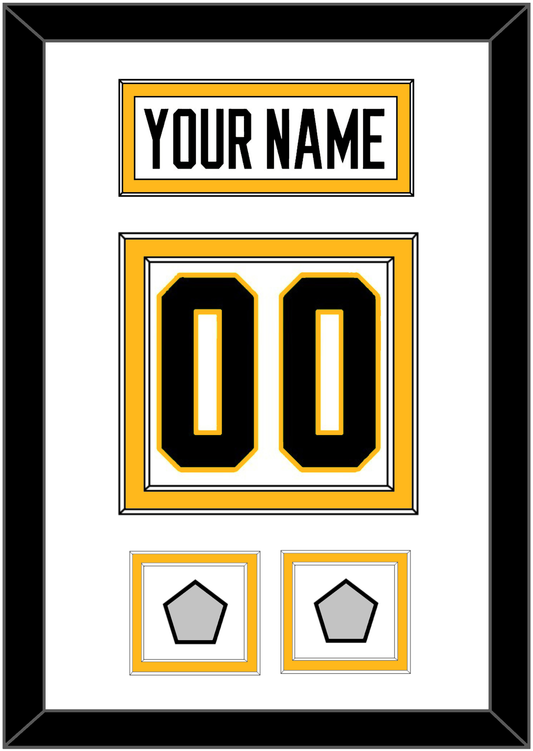 Pittsburgh Nameplate & Number (Back) With 2 Stanley Cup Finals Patches - Home White (1988-1992) - Signature Tier 1