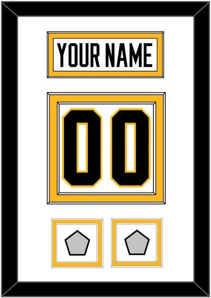 Pittsburgh Nameplate & Number (Back) With 2 Stanley Cup Champions Patches - Road White - Signature Tier 1