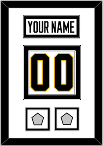 Pittsburgh Nameplate & Number (Back) With 2 Stanley Cup Champions Patches - Road White - Double Mat 2