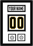 Pittsburgh Nameplate & Number (Back) With 2 Stanley Cup Champions Patches - Road White - Double Mat 2