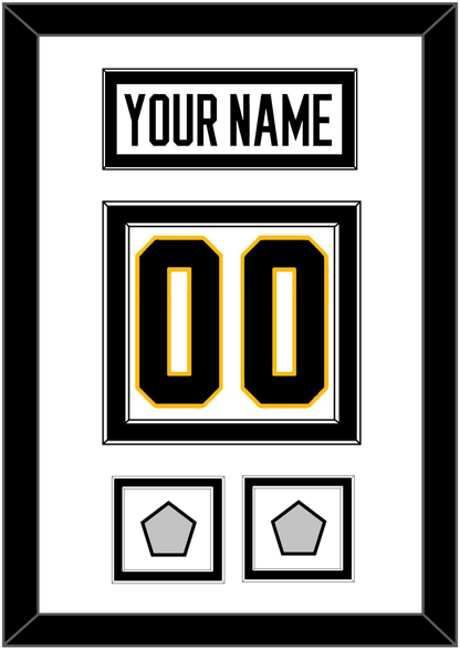 Pittsburgh Nameplate & Number (Back) With 2 Stanley Cup Champions Patches - Home White (1988-1992) - Signature Tier 2