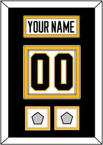 Pittsburgh Nameplate & Number (Back) With 2 Stanley Cup Champions Patches - Home White (1988-1992) - Double Mat 3