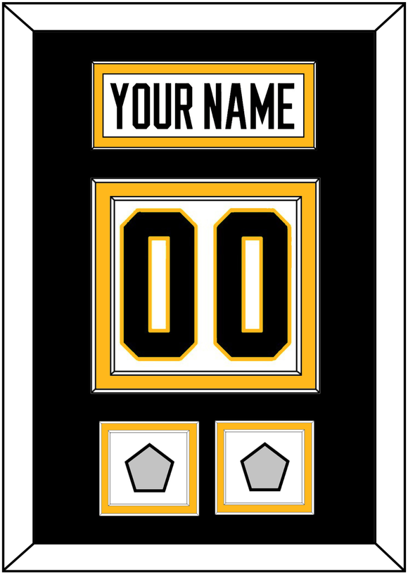 Pittsburgh Nameplate & Number (Back) With 2 Stanley Cup Finals Patches - Home White (1988-1992) - Double Mat 3