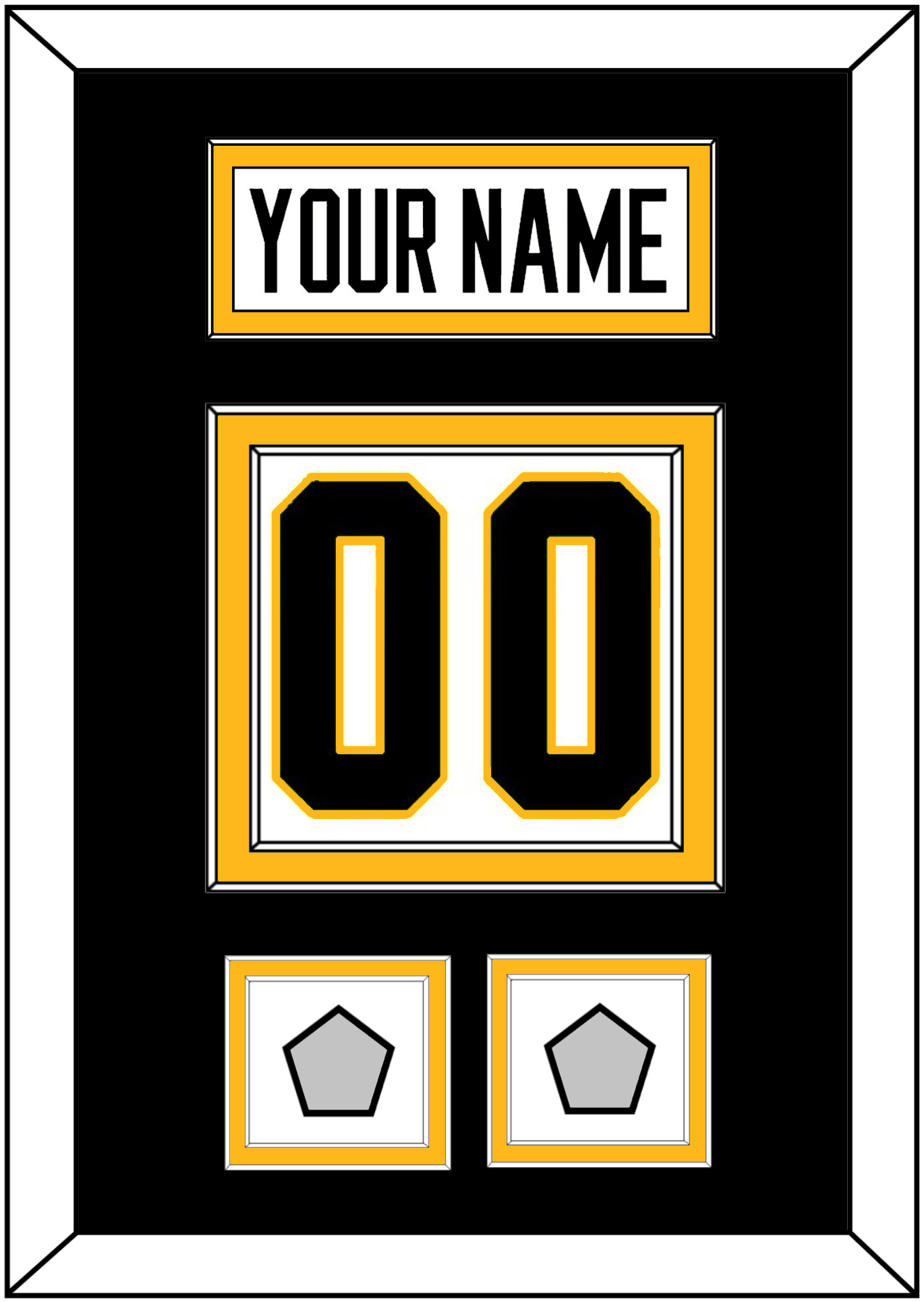 Pittsburgh Nameplate & Number (Back) With 2 Stanley Cup Champions Patches - Road White - Signature Tier 3