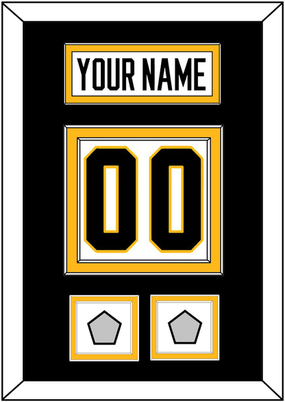 Pittsburgh Nameplate & Number (Back) With 2 Stanley Cup Champions Patches - Road White - Signature Tier 3