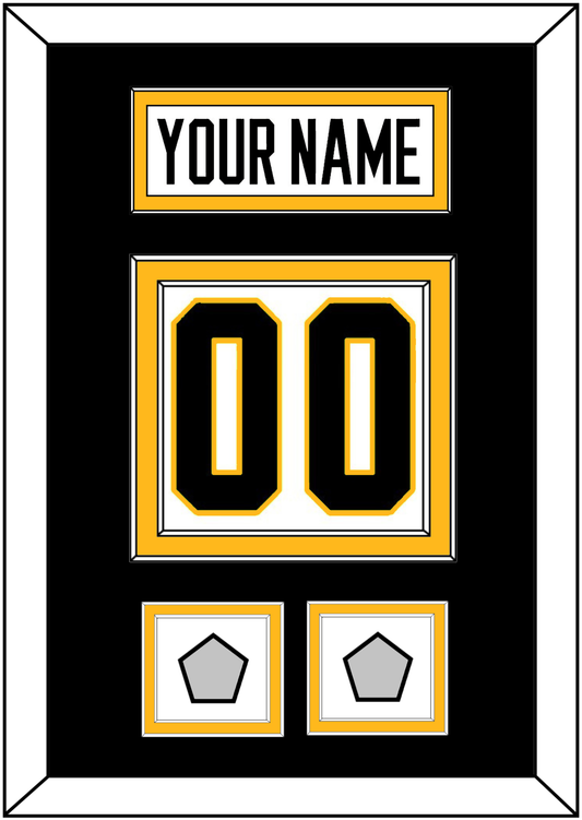 Pittsburgh Nameplate & Number (Back) With 2 Stanley Cup Champions Patches - Road White - Signature Tier 3