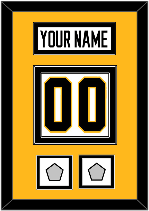 Pittsburgh Nameplate & Number (Back) With 2 Stanley Cup Finals Patches - Home White (1988-1992) - Double Mat 4