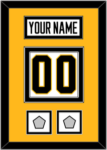 Pittsburgh Nameplate & Number (Back) With 2 Stanley Cup Champions Patches - Road White - Double Mat 4