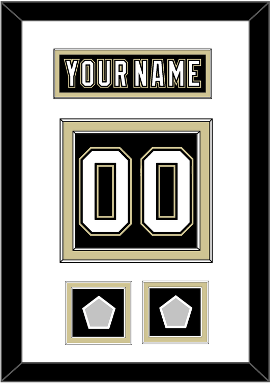 Pittsburgh Nameplate & Number (Back) With 2 Stanley Cup Champions Patches - Home Black (2007-2016) - Signature Tier 1