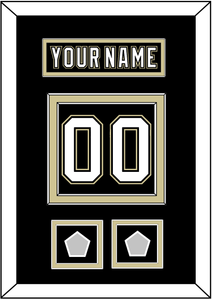 Pittsburgh Nameplate & Number (Back) With 2 Stanley Cup Finals Patches - Home Black (2007-2016) - Double Mat 2