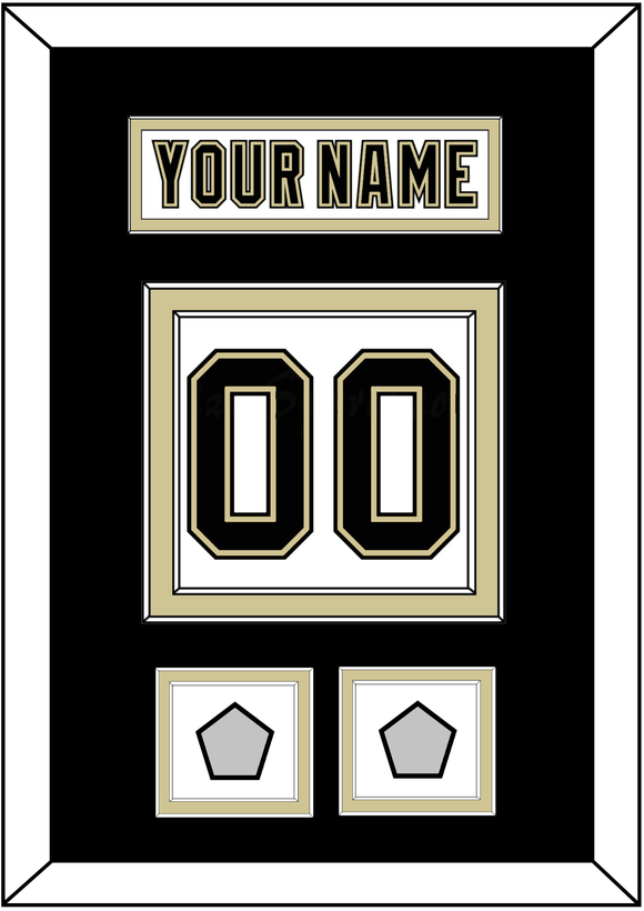 Pittsburgh Nameplate & Number (Back) With 2 Stanley Cup Finals Patches - Road White (2007-2016) - Double Mat 2