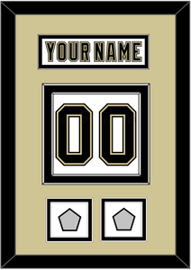 Pittsburgh Nameplate & Number (Back) With 2 Stanley Cup Champions Patches - Road White (2007-2016) - Double Mat 3