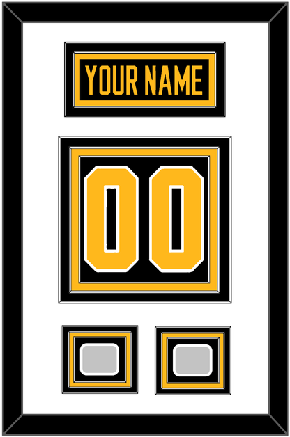 Pittsburgh Nameplate & Number (Back) With 2 Stanley Cup Champions Patches - Home Black - Premier Tier 1
