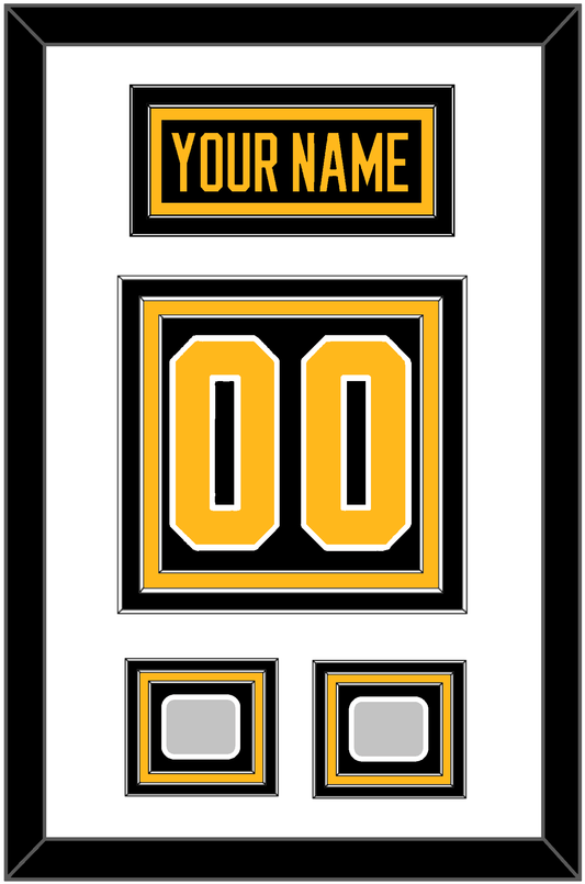 Pittsburgh Nameplate & Number (Back) With 2 Stanley Cup Champions Patches - Home Black - Premier Tier 1